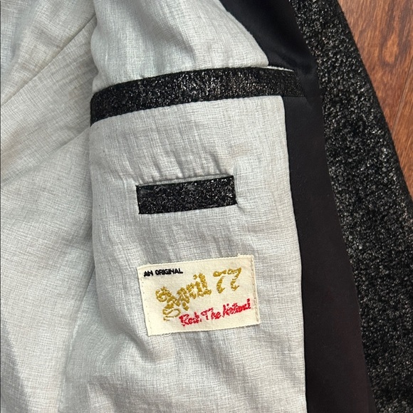 April77 French Lux Shimmering Black Metallic Women's Tuxedo Jacket, Size Small - Picture 14 of 16